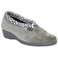 Grau - Front - Lunar - Damen Hausschuhe "Paloma", Leo-Muster