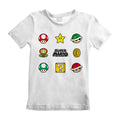 Weiß - Front - Super Mario - "Items" T-Shirt für Kinder