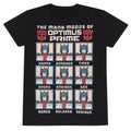 Schwarz - Front - Transformers - "Many Moods Of Optimus Prime" T-Shirt für Herren-Damen Unisex