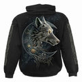 Schwarz - Back - Spiral Direct - "Celtic Wolf" Kapuzenpullover für Herren-Damen Unisex