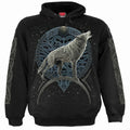 Schwarz - Front - Spiral Direct - "Celtic Wolf" Kapuzenpullover für Herren-Damen Unisex