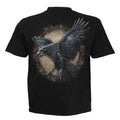 Schwarz - Back - Spiral Direct - "Raven Wise" T-Shirt für Herren-Damen Unisex