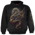 Schwarz - Front - Spiral Direct - "Dragon Cogs" Kapuzenpullover für Herren-Damen Unisex