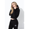 Schwarz - Back - Hype Mädchen Crop-Hoodie mit Rosen-Applikation