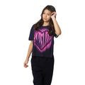 Schwarz-Pink - Front - Hype - "Heart" T-Shirt für Mädchen