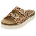 Tan-Braun - Close up - Down To Earth Damen Sandalen mit Tierfell Muster