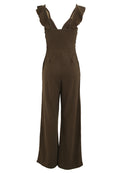 Khaki - Close up - Girls On Film Damen Jumpsuit Sabor mit Rüschen