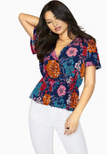 Blau - Side - Girls On Film Damen Bluse Jackson, in Wickel-Optik