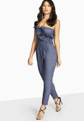 Grau - Pack Shot - Girls On Film Damen Bandeau-Jumpsuit Halcyon mit Rüschen