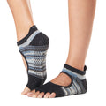 Schwarz-Grau-Blau - Front - Toesox - "Bellarina Duet" Halbzehen-Socken für Damen