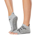 Grau - Front - Toesox - Halbzehen-Socken, Mit Silikon-Noppen für Damen