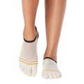 Weiß-Beige-Schwarz - Back - Toesox - "Luna Offset" Zehensocken für Damen