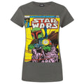 Anthrazit - Front - Star Wars Damen Boba Fett Comic T-Shirt