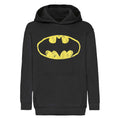 Schwarz - Front - Damen Kapuzenpullover mit Batman-Logo im Used-Look