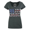 Anthrazit - Front - Amplified Damen Run DMC T-Shirt mit USA-Strassstein-Design