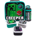 Schwarz-Grün-Weiß - Front - Minecraft - Pausenbrot-Tasche und Wasserflasche 5er-Pack