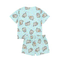 Blau-Pink - Side - Pusheen - Schlafanzug mit Shorts für Mädchen (2er-Pack)