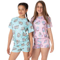 Blau-Pink - Close up - Pusheen - Schlafanzug mit Shorts für Mädchen (2er-Pack)