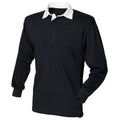 Schwarz-Weiß - Front - Front Row Langarm Klassik Rugby Polo Shirt