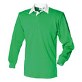 Leuchtend Grün-Weiß - Front - Front Row Langarm Klassik Rugby Polo Shirt