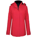 Rot - Front - Kariban Damen Parka Jacke mit Kapuze