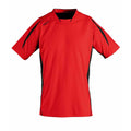 Rot-Schwarz - Front - SOLS Herren Maracana 2 Kurzarm Fußball T-Shirt
