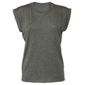 Dunkelgrau meliert - Front - Bella + Canvas Damen Muscle-T-Shirt, gerollte Ärmel