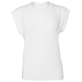 Weiß - Front - Bella + Canvas Damen Muscle-T-Shirt, gerollte Ärmel