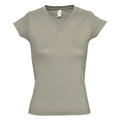 Khaki - Front - SOLS Moon Damen T-Shirt, Kurzarm, V-Ausschnitt