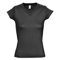 Dunkelgrau - Front - SOLS Moon Damen T-Shirt, Kurzarm, V-Ausschnitt