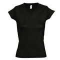 Tiefschwarz - Front - SOLS Moon Damen T-Shirt, Kurzarm, V-Ausschnitt