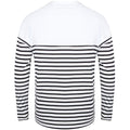 Weiß-Marineblau - Back - Front Row Herren T-Shirt, gestreift, langärmlig
