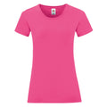 Fuchsia - Front - Fruit Of The Loom Damen T-Shirt Iconic, kurzärmlig