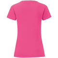 Fuchsia - Back - Fruit Of The Loom Damen T-Shirt Iconic, kurzärmlig