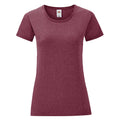 Burgunder meliert - Front - Fruit Of The Loom Damen T-Shirt Iconic, kurzärmlig