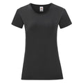 Schwarz - Front - Fruit Of The Loom Damen T-Shirt Iconic, kurzärmlig