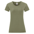 Olivgrün - Front - Fruit Of The Loom Damen T-Shirt Iconic, kurzärmlig