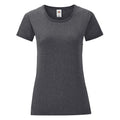 Dunkelgrau meliert - Front - Fruit Of The Loom Damen T-Shirt Iconic, kurzärmlig