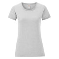 Grau meliert - Front - Fruit Of The Loom Damen T-Shirt Iconic, kurzärmlig