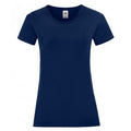 Marineblau - Front - Fruit Of The Loom Damen T-Shirt Iconic, kurzärmlig