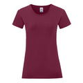 Burgunder - Front - Fruit Of The Loom Damen T-Shirt Iconic, kurzärmlig