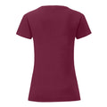 Burgunder - Back - Fruit Of The Loom Damen T-Shirt Iconic, kurzärmlig