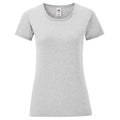 Athletic Grau - Front - Fruit Of The Loom Damen T-Shirt Iconic, kurzärmlig