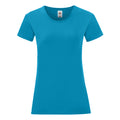 Azurblau - Front - Fruit Of The Loom Damen T-Shirt Iconic, kurzärmlig