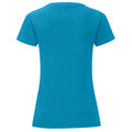 Azurblau - Back - Fruit Of The Loom Damen T-Shirt Iconic, kurzärmlig