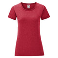 Rot meliert - Front - Fruit Of The Loom Damen T-Shirt Iconic, kurzärmlig