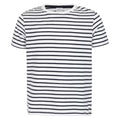 Weiß-Oxford Marineblau - Front - Skinni Minni Kinder Streifenmuster T-Shirt