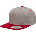 Grau meliert-Weinrot - Front - Flexfit Unisex Snapback-Kappe zweifarbig