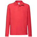 Rot - Front - Fruit Of The Loom Kinder Langarm Pique Polo Shirt