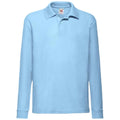 Himmelblau - Front - Fruit Of The Loom Kinder Langarm Pique Polo Shirt